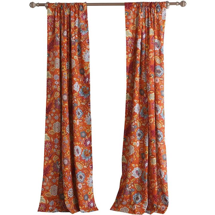 Greenland Home Fashion Astoria Festive Window Curtain Panel Pair With 3" Rod Pocket - Spice 42x63"