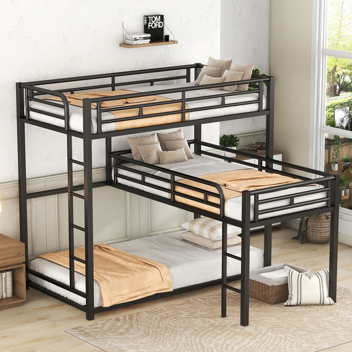 Merax L-shaped Metal Triple Bunk Bed