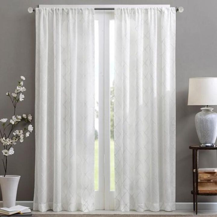 Belen Kox Embroidered Diamond Sheer Window Curtain, Belen Kox