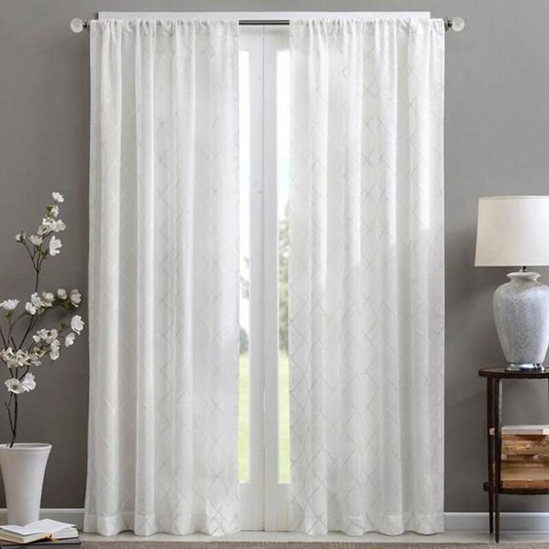 Belen Kox Embroidered Diamond Sheer Window Curtain, Belen Kox