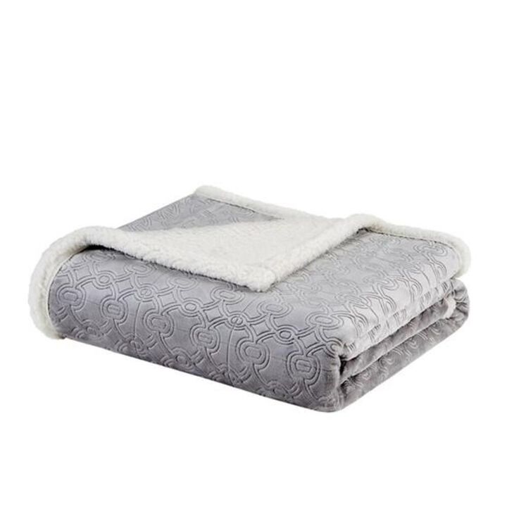 Belen Kox Grey Velvet Texture Oversized Plush Throw, Belen Kox