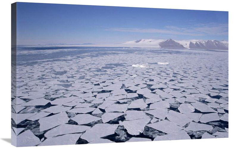 Sea ice break-up, aerial view, Transantarctic Mountains, New Harbour, McMurdo Sound, Ross Sea, Antarctica-Canvas Art-36x24