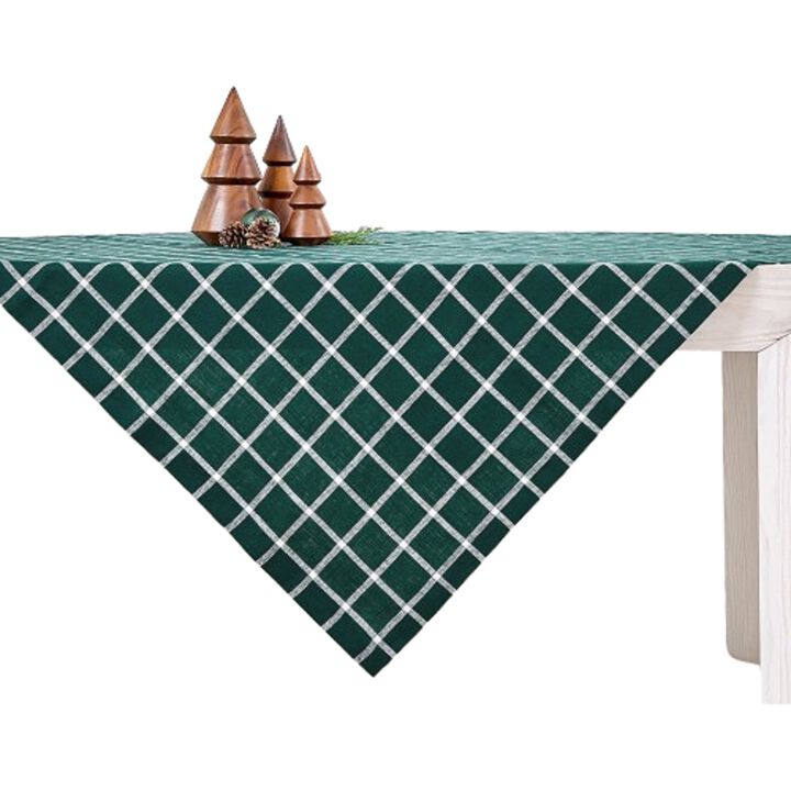Solino Home 100% Pure Linen Table Throw 52 x 52 Inch | Windowpane