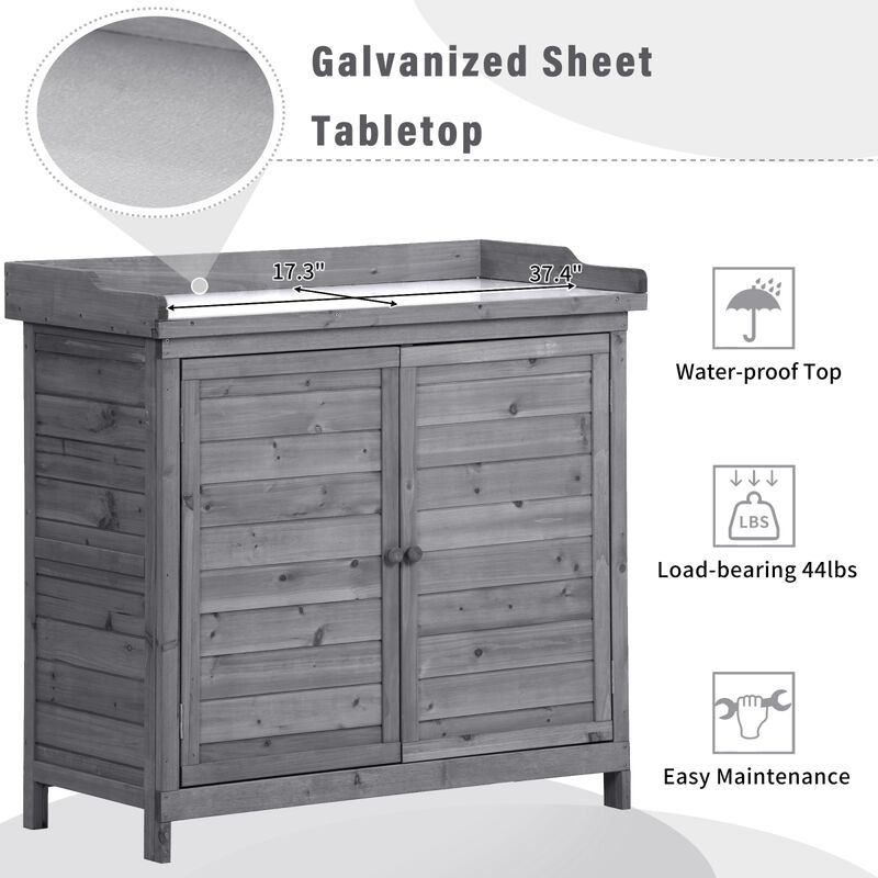 Rustic Outdoor Potting Bench with Storage