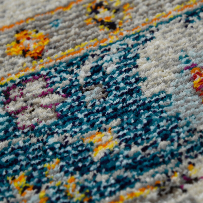 Montana Filomina Blue/Orange Polypropylene Area Rug 7'10"x10'10"