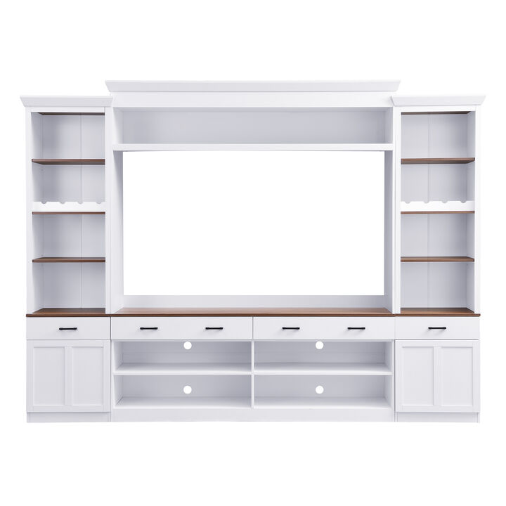 Merax Mid-Century Media Console  Entertainment Wall Unit Set for TVs Up to 70"