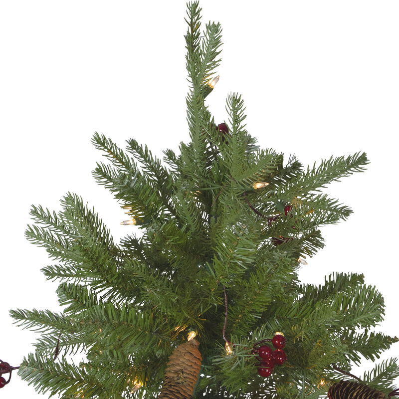 6.5’ Pre-Lit Mixed Winter Berry Pine Artificial Christmas Tree - Clear Lights