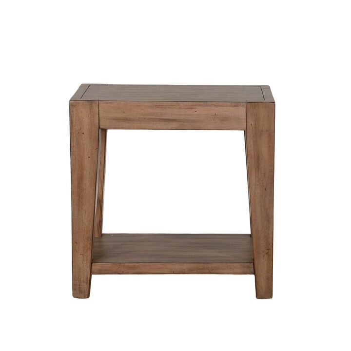 Yael Accent Side Table, Tapered Legs, 25 Inch Rectangular, Light Brown - Benzara