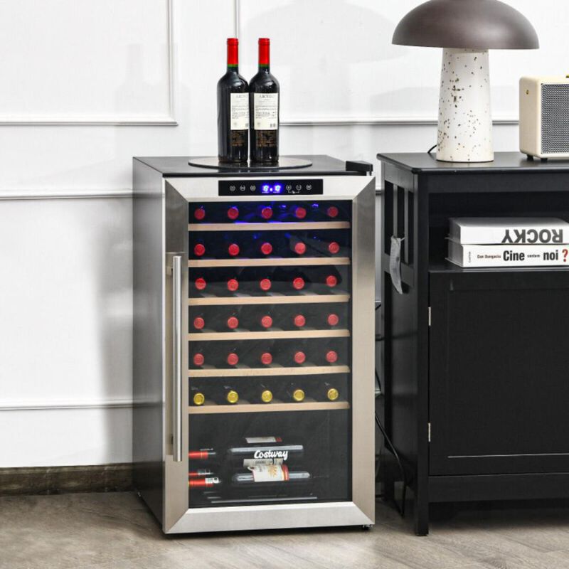 Costway 20 Inch Wine Refrigerator for 33 Bottles and Tempered Glass Door