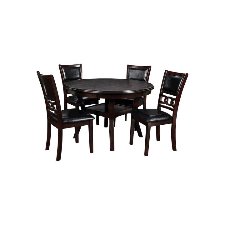 New Classic Furniture Gia 5-Piece 47 Wood Round Dining Set, Ebony