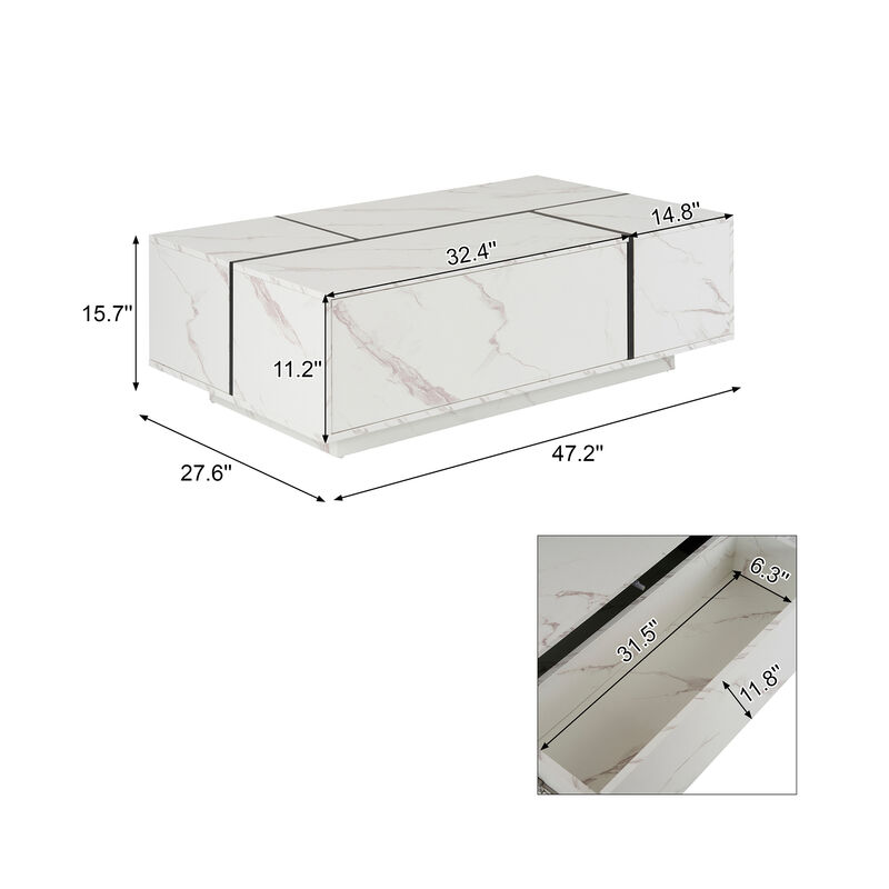 Merax Rectangular Sliding Top Coffee Table with 2 Drawers