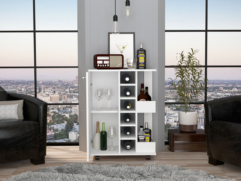 Bar Cart Wells, Living Room, White