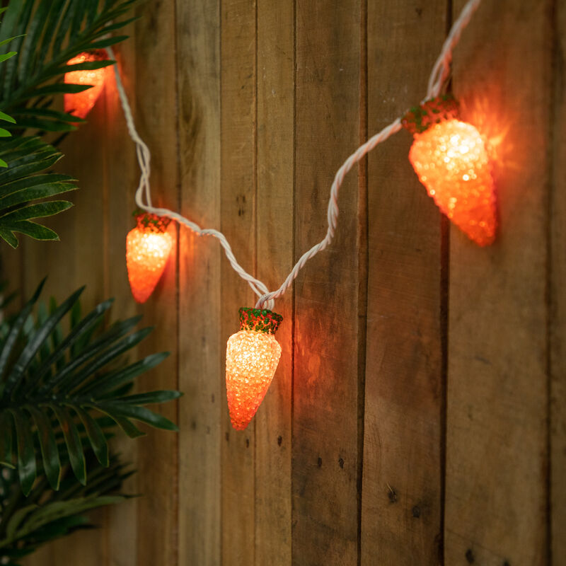 10-Count Orange Carrot Easter String Light Set  7.25ft White Wire