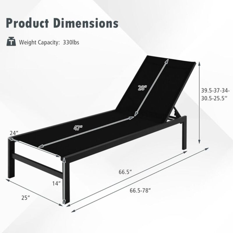 Hivvago 6-Position Chaise Lounge Chairs with Rustproof Aluminium Frame
