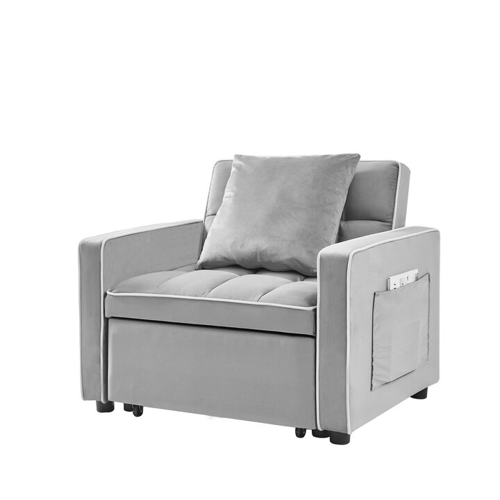 Adjustable Folding Sofa Bed Chair - Grey