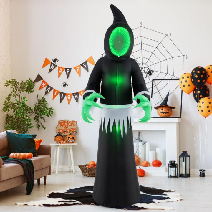 Hivvago 8 Feet Giant Halloween Inflatable Ghost with Built-in LED Lights and Mirror Face