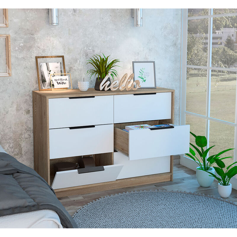 Longhill 6-Drawer Rectangle Dresser Pine
