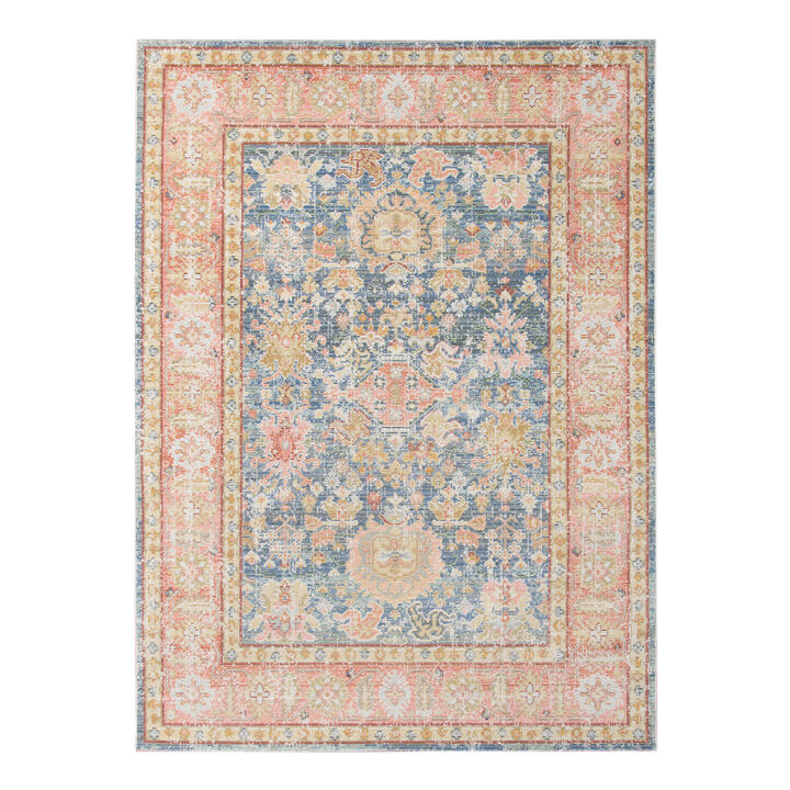 Century Reuda Vintage Blue Polyester Runner Rug