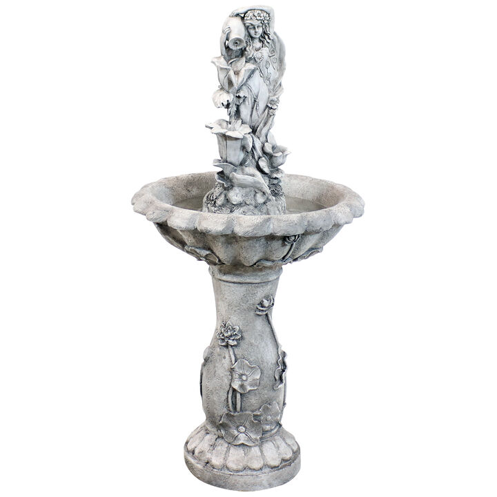 Sunnydaze Fairy Flower Solar Water Fountain with Battery Backup - 42 in