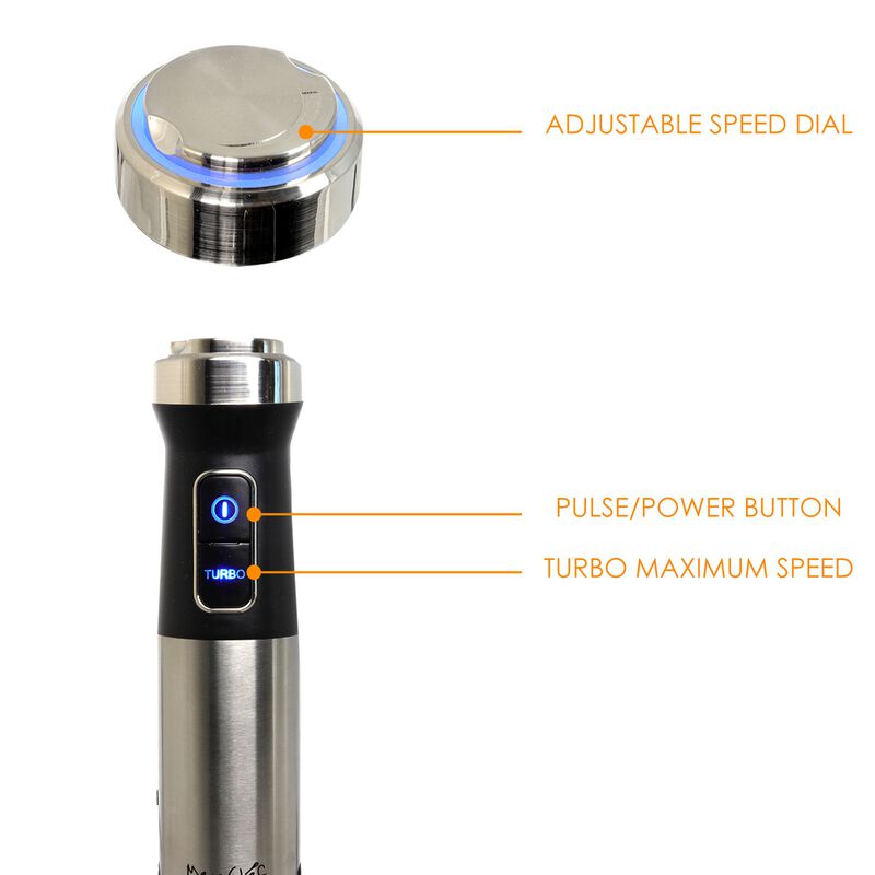 MegaChef 4 in 1 Multipurpose Immersion Hand Blender With Speed Control and Accessories