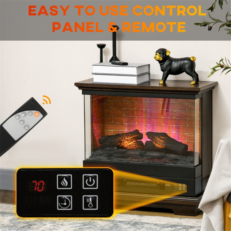 Electric Fireplace with Realistic Flame Effect, Ideal for Home, Office or Living Room
