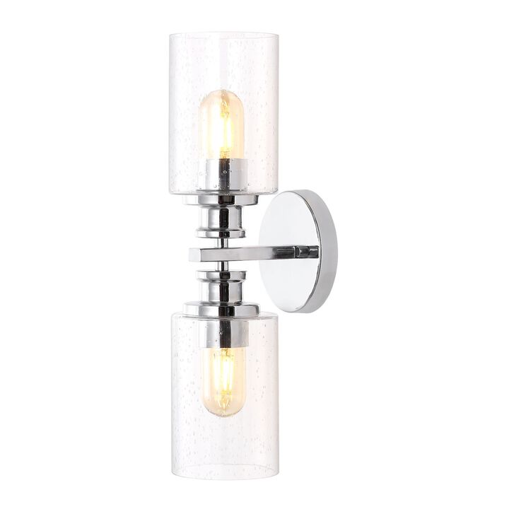 Jules Edison Cylinder Iron/Seeded Glass Farmhouse Contemporary LED Wall Sconce