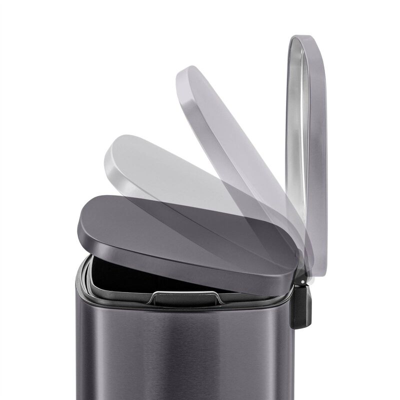Hivvago 13 Gallon Black Stainless Steel Kitchen Trash Can with Step Open Lid