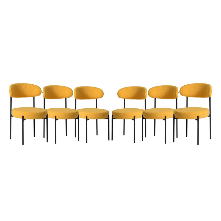 WestinTrends Mid-Century Modern Upholstered Sherpa Round Dining Chairs (Set of 6)