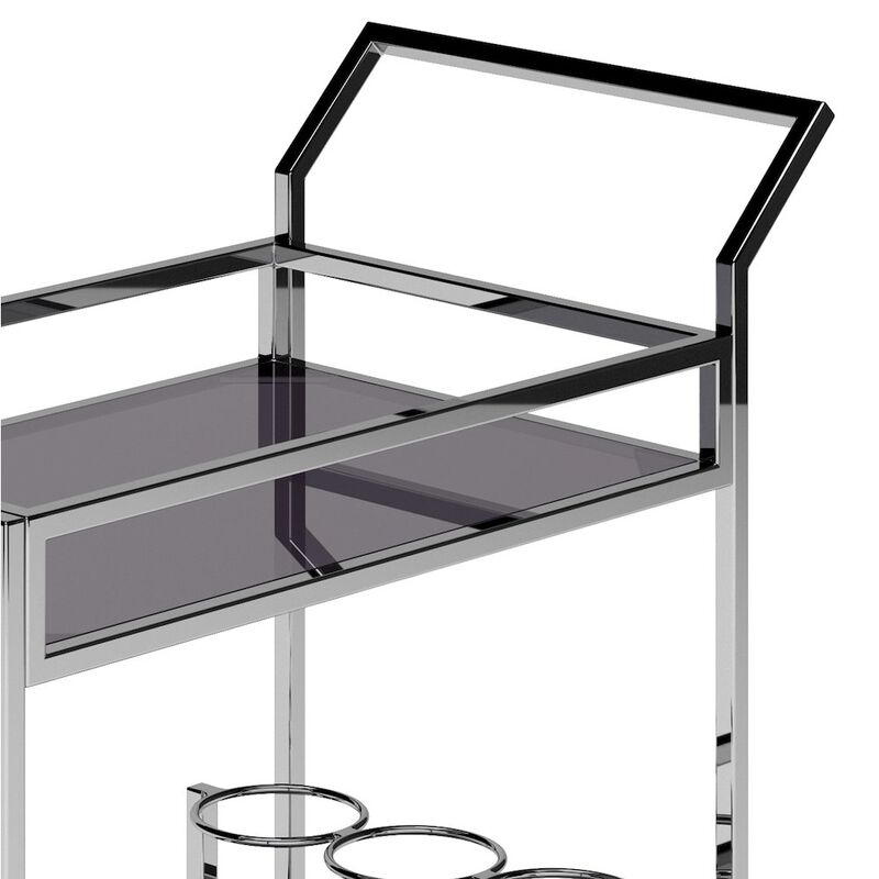 Simpli Home Watts 26 Inch Bar Cart In Chrome