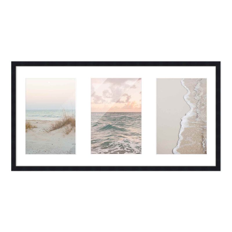 7.5x14.5 Wood Collage Frame with White Mat For 3 4x6 Pictures