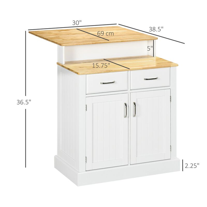 White Kitchen Sideboard: Buffet Cabinet with Wood Countertop