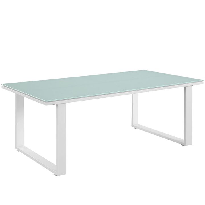 White Fortuna Outdoor Patio Coffee Table-Benzara