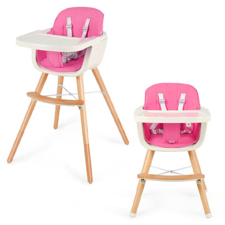 Wooden Baby 3 in 1 Convertible High chair w/ Cushion