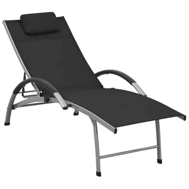 vidaXL Sun Lounger Textilene and Aluminum Black