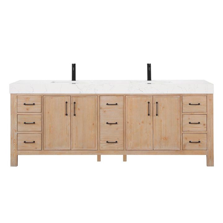 Vinnova Design Free-standing Double Bathroom Vanity with Composite top in Lightning White
