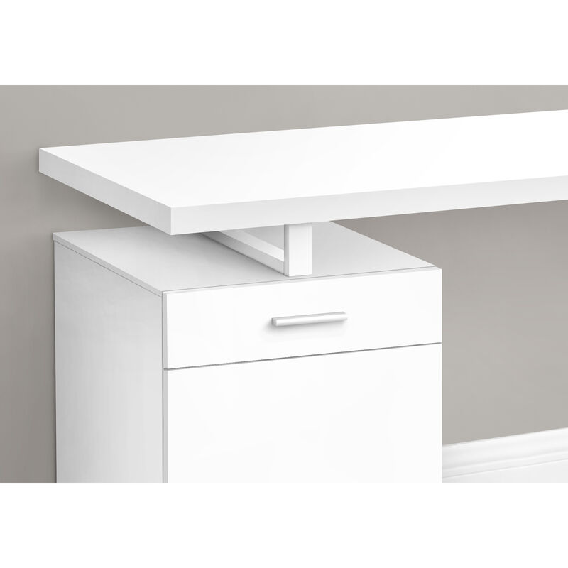 Monarch Specialties I 7760 Computer Desk, Home Office, Laptop, Left, Right Set-up, Storage Drawers, 48"L, Work, Metal, Laminate, White, Contemporary, Modern