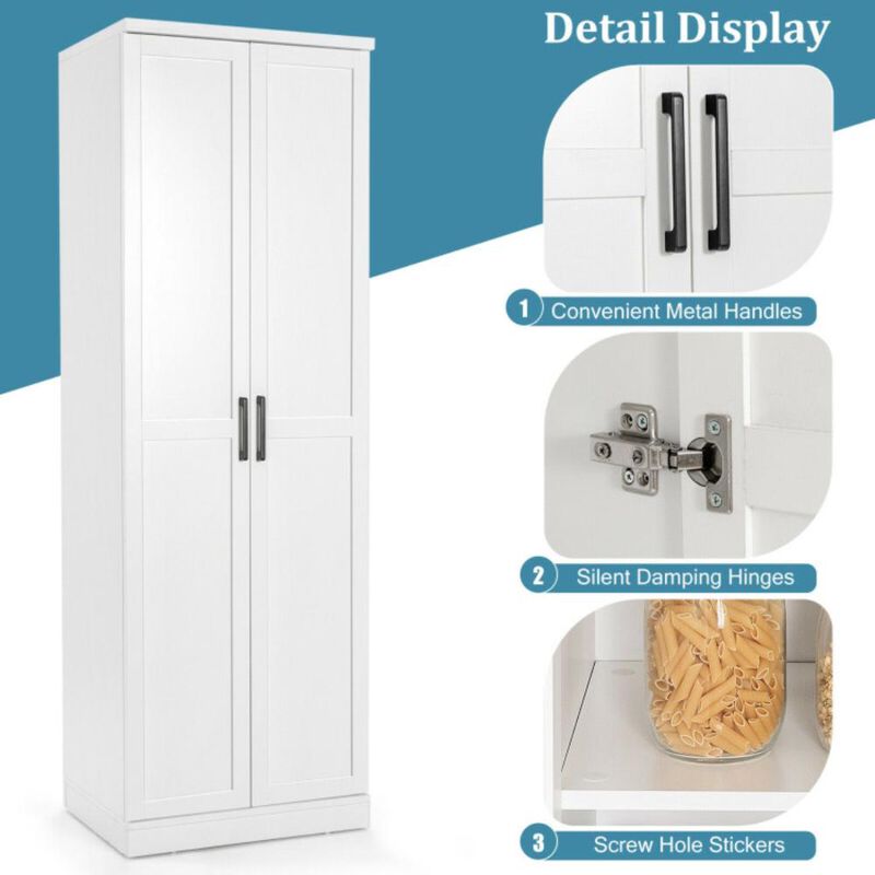 Hivvago 70 Inch Freestanding Storage Cabinet with 2 Doors and 5 Shelves-White