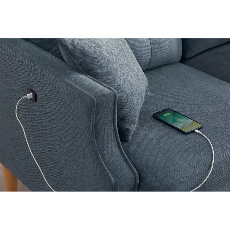 Living Space Sofa 3 Seater With Waterproof Fabric, USB Charge Port