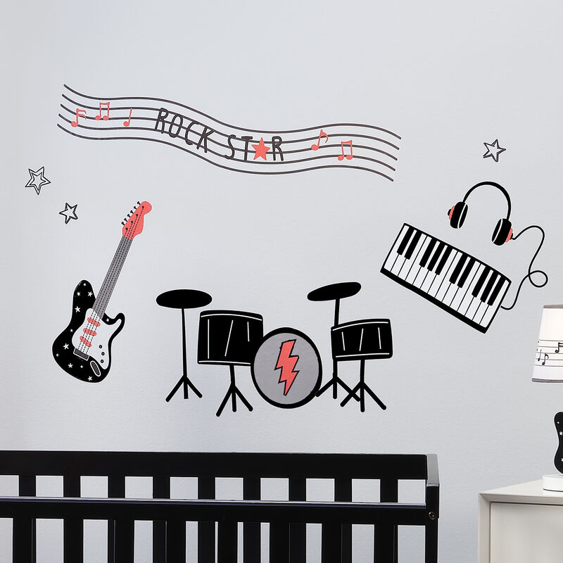 Lambs & Ivy Rock Star Musical Instruments Wall Decals/Stickers - Drums/Guitar