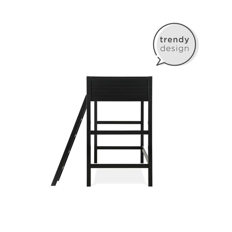 Atwater Living Rollins Twin Wooden Loft Bed with Ladder and Safety Railings