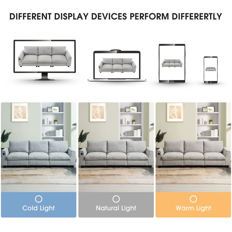 96*35''Chenille Sectional Sofa with Bluetooth Speaker,Comfy Cloud Couch Set with Drop Down Table,Cup Holders,USB Charger,Storage Armrest,Wide Seat Sofa for Living Room,Apartment,Office