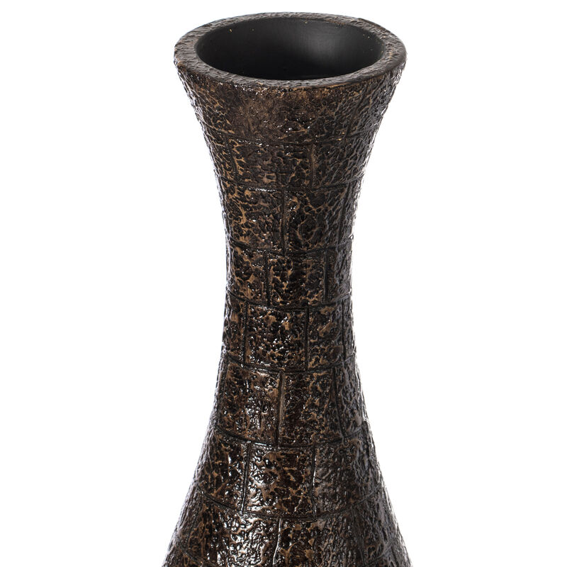 Modern Decorative Brown Textured Design Floor Flower Vase, for Living Room, Entryway or Dining Room, 31 inch