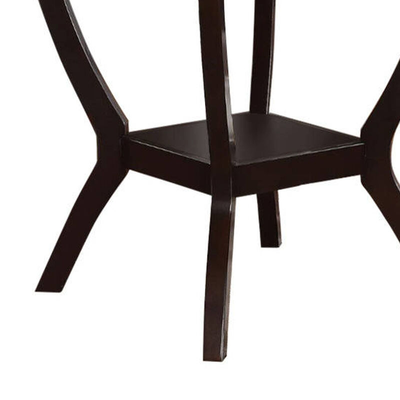 Square Shaped Wooden Counter Height Table With Bottom Shelf Brown-Benzara