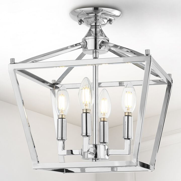 Plains 4-Light Iron Modern Farmhouse Pagoda LED Semi Flush Mount Lantern