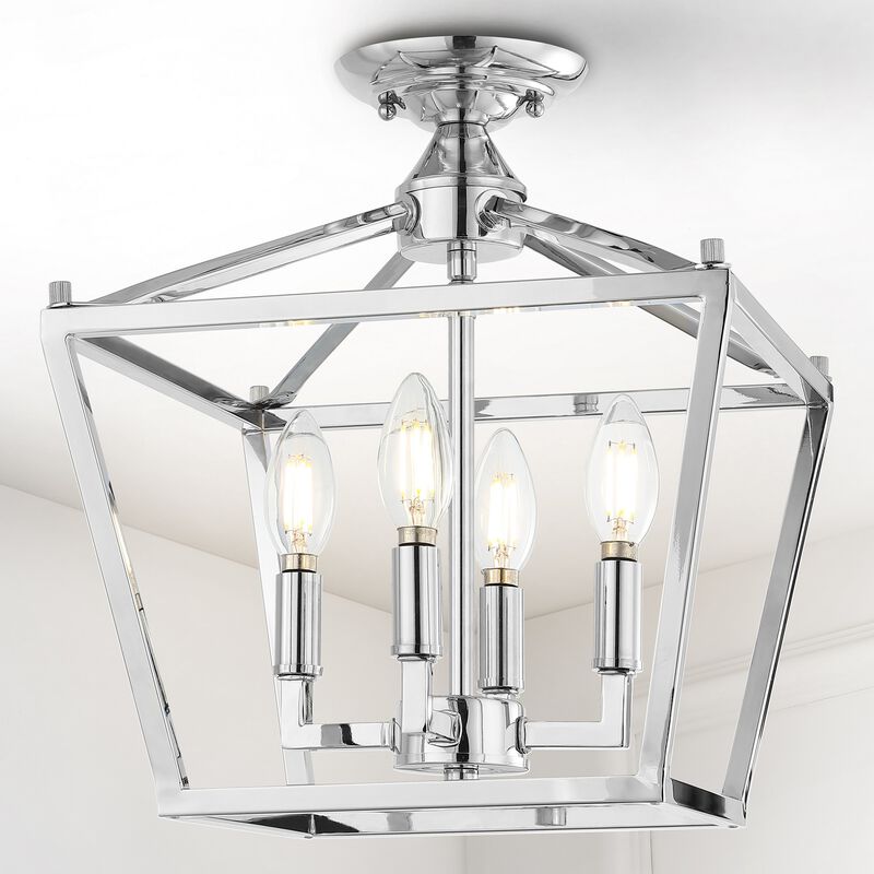 Plains 4-Light Iron Modern Farmhouse Pagoda LED Semi Flush Mount Lantern