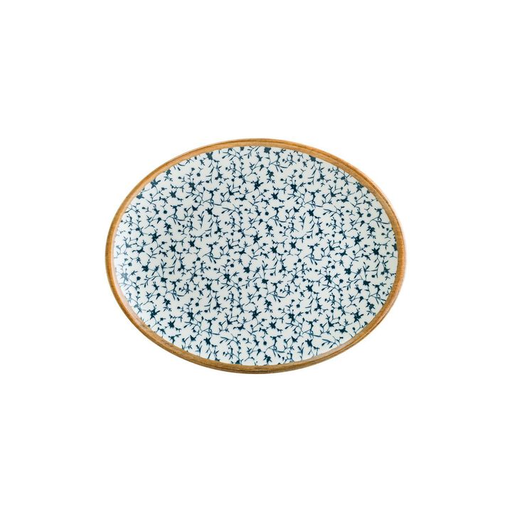 Calif 12.25" x 9.5" x h:1" Oval Decorated Porcelain Platter