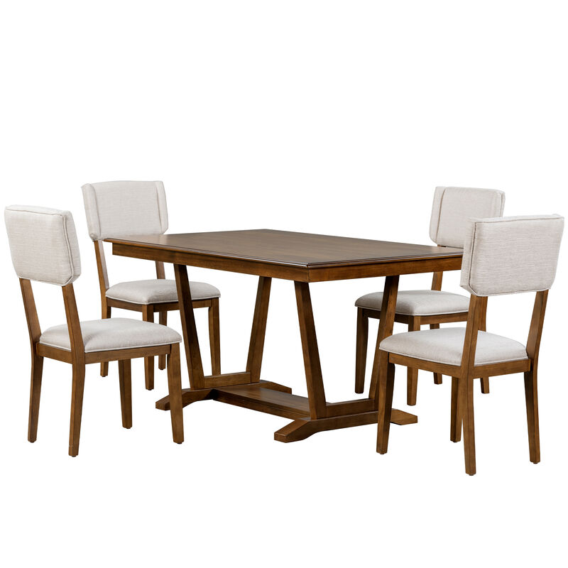 Merax  Rectangular Dining Table Set with 4 Upholstered Chairs