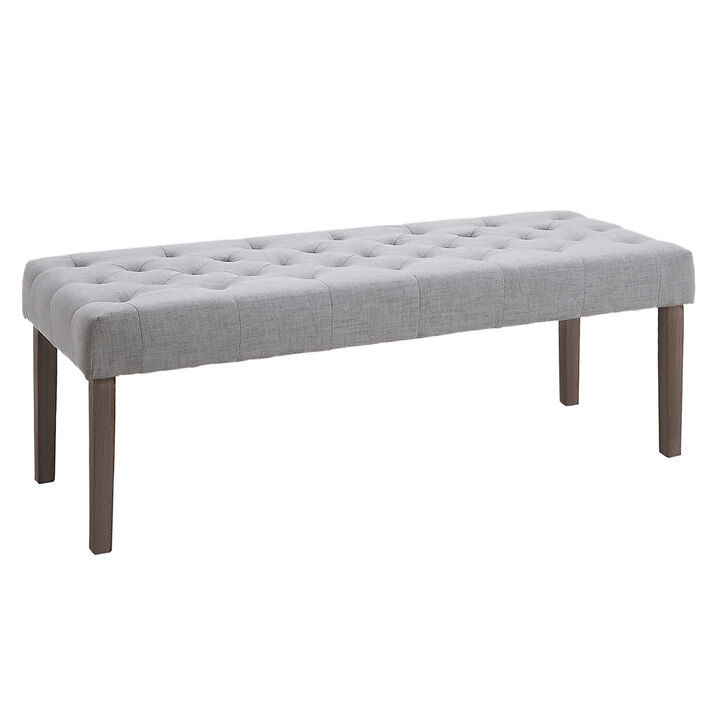 Simple Tufted Upholstered Ottoman Accent Bench with Soft Comfortable Cushion