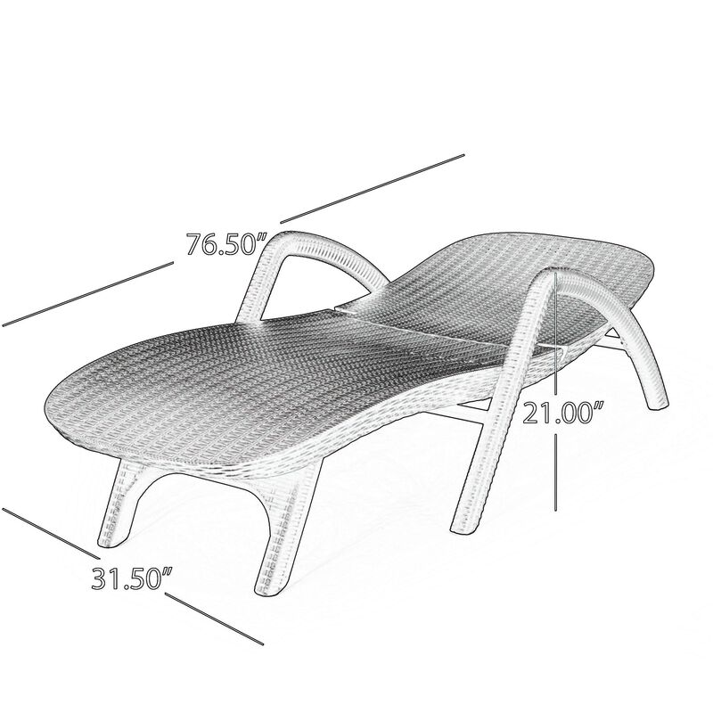 Michael Chaise Lounger, Dark Brown Outdoor Resin Wicker Frame, 77 Inch