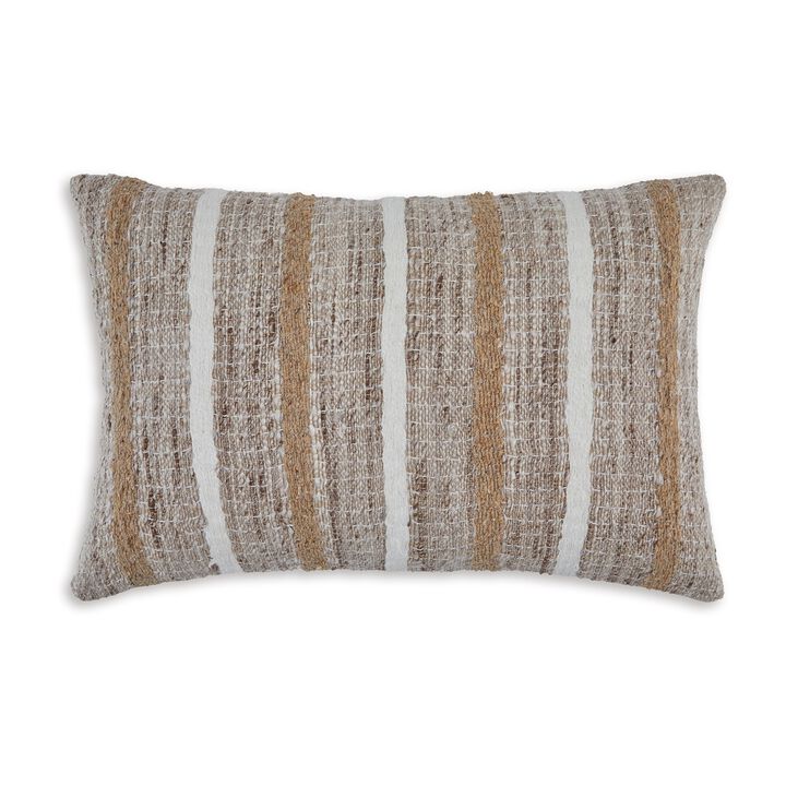 Ishy 14 x 22 Lumbar Accent Pillow Set of 4, Stripe Design, Brown White -